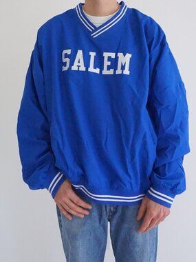 Vintage Holloway Royal Blue White Salem Spellout Collegiate Team Windbreaker 2XL